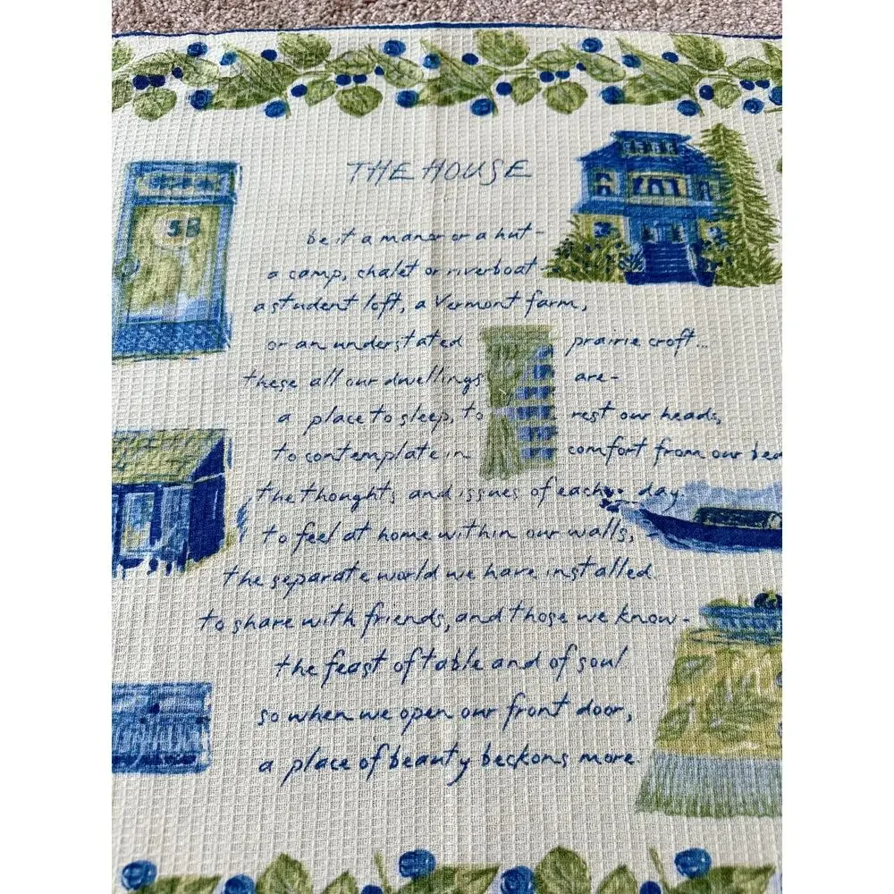 April Cornell Vintage 90s The House Poem Tea Towel NWT